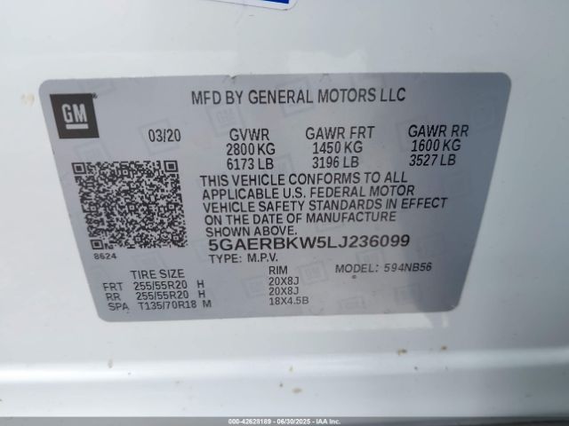 2020 BUICK ENCLAVE 5GAERBKW5LJ236099 Photo 8