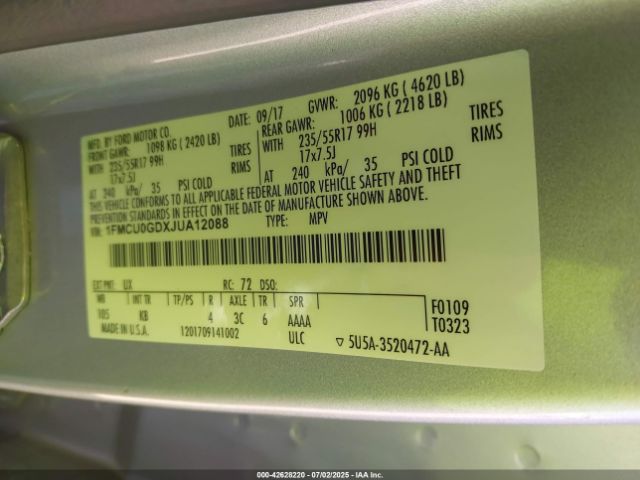 2018 FORD ESCAPE 1FMCU0GDXJUA12088 Photo 8