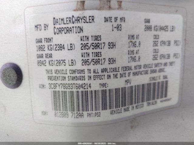 2003 CHRYSLER PT CRUISER 3C8FY78G93T604214 Photo 8