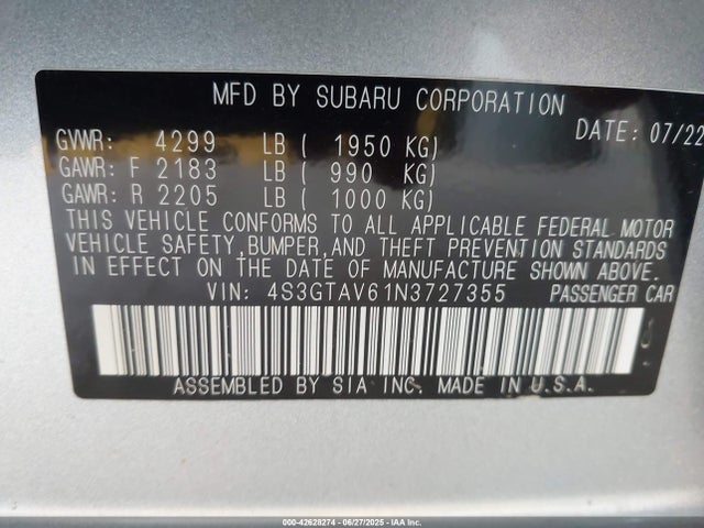 Subaru na 2022 4S3GTAV61N3727355 Image 9