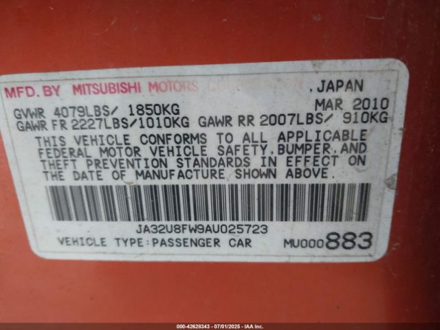 2010 MITSUBISHI LANCER JA32U8FW9AU025723 Photo 8