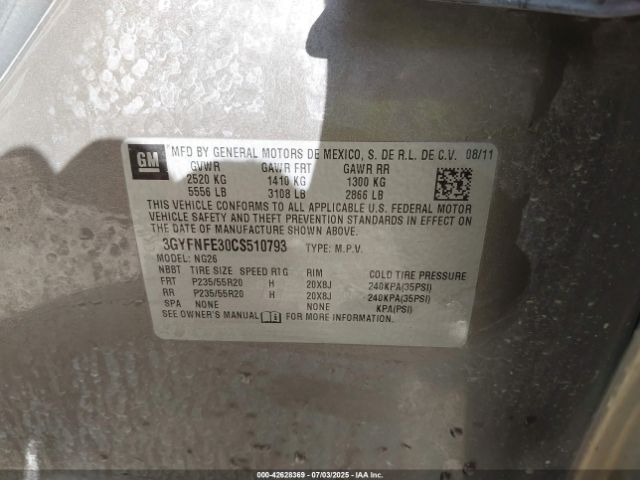 2012 CADILLAC SRX 3GYFNFE30CS510793 Photo 8