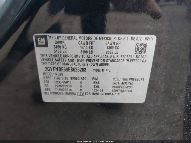 2014 CADILLAC SRX 3GYFNBE39ES626263 Photo 8