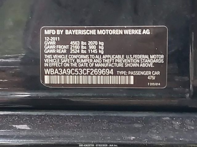 2012 BMW 335I WBA3A9C53CF269694 Photo 8