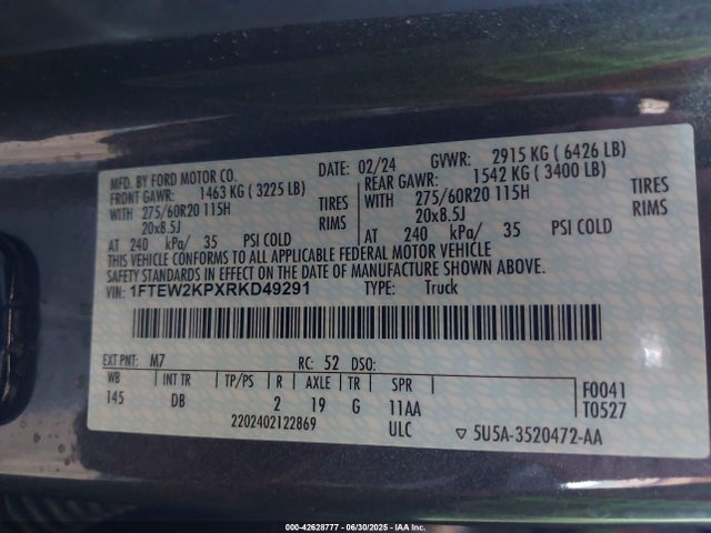 Ford 2.7l-4v 2024 1FTEW2KPXRKD49291 Image 9