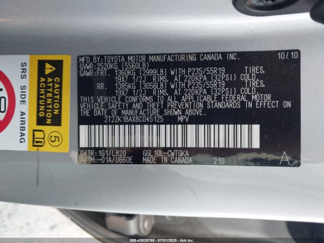 2011 LEXUS RX 350 2T2ZK1BAXBC045125 Photo 8