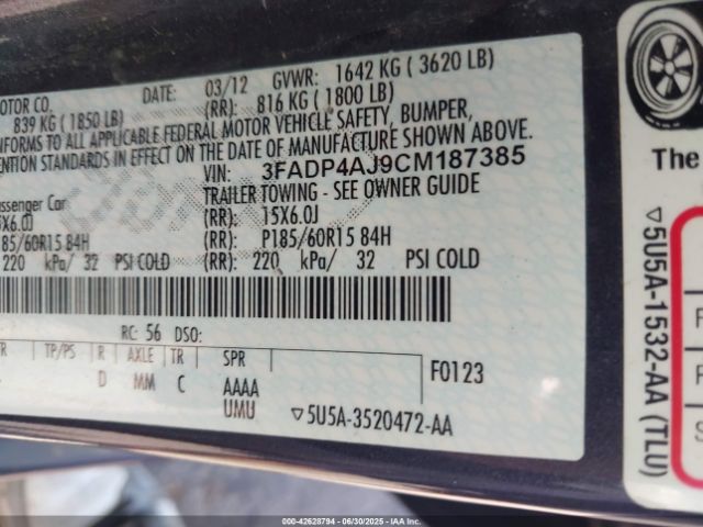 2012 FORD FIESTA 3FADP4AJ9CM187385 Photo 8