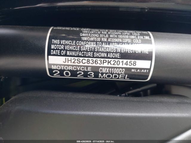 2023 HONDA CMX1100 JH2SC8363PK201458 Photo 9