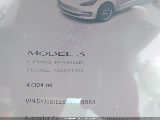 Tesla MODEL 3 2022 5YJ3E1EB9NF239084 Image 7