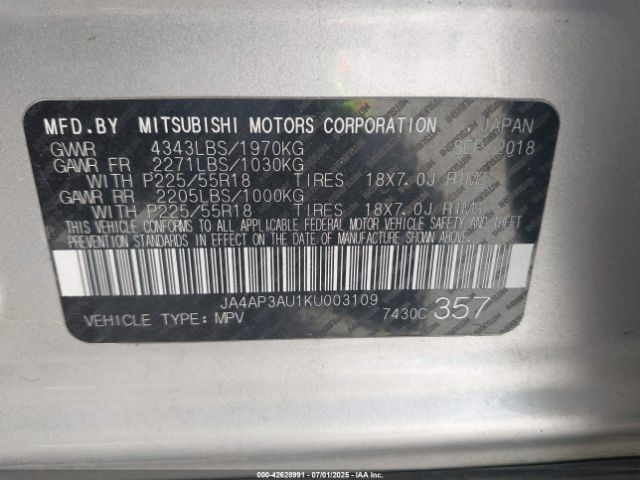 2019 MITSUBISHI OUTLANDER SPORT JA4AP3AU1KU003109 Photo 8