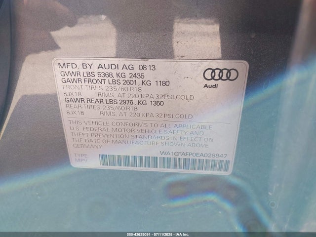 2014 AUDI Q5 WA1CFAFP0EA028947 Photo 8