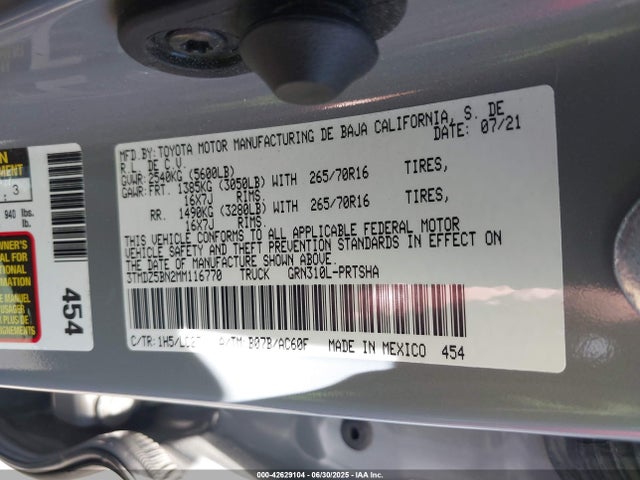 3TMDZ5BN2MM116770 Toyota 2gr-fks