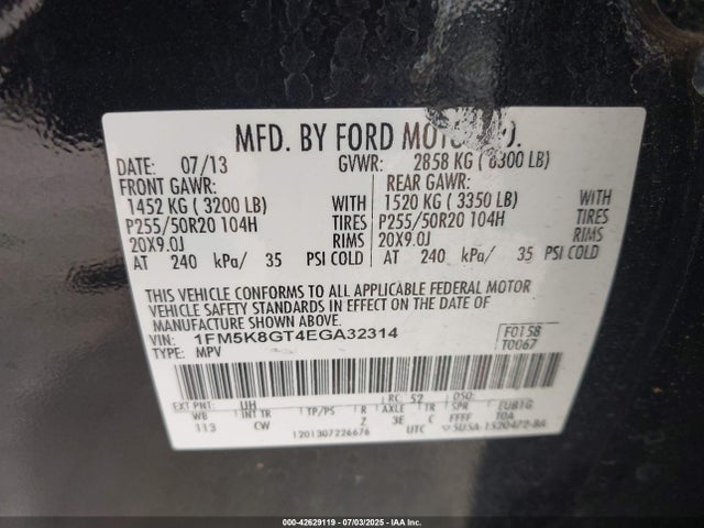 1FM5K8GT4EGA32314 Ford 2014