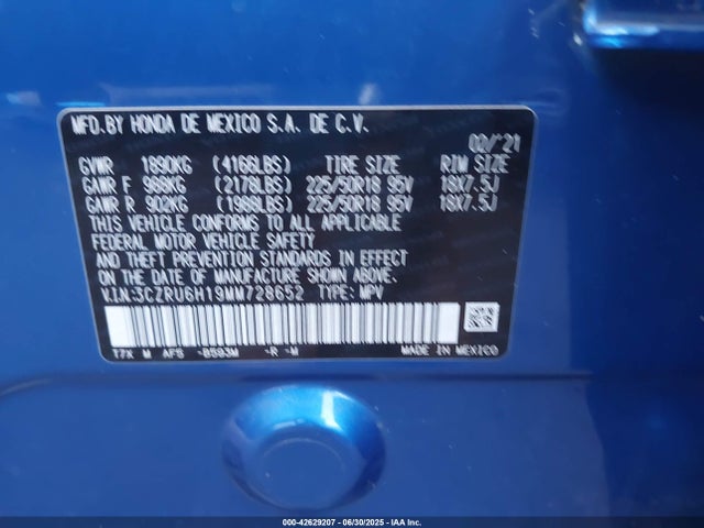 3CZRU6H19MM728652 Honda Hr-v Awd Sport