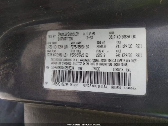2004 DODGE RAM 1500 1D7HA18D44S569334 Photo 8