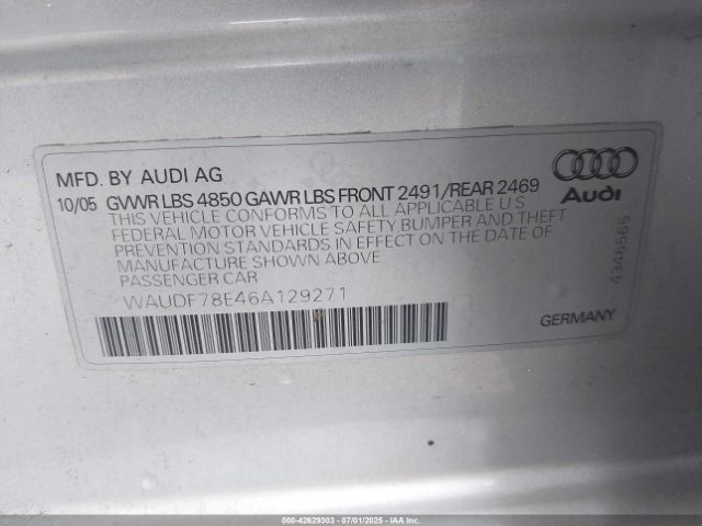 2006 AUDI A4 WAUDF78E46A129271 Photo 8