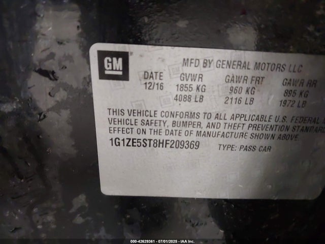 1G1ZE5ST8HF209369 Chevrolet lfv - di: direct injection, vvt: variable valve timing, gen 1