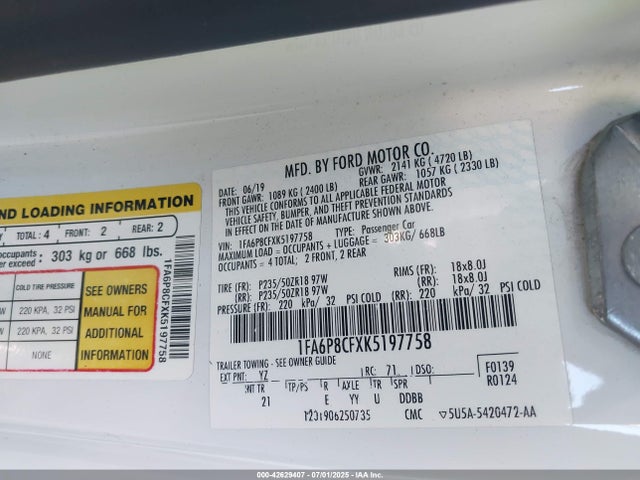 Ford tivct 2019 1FA6P8CFXK5197758 Image 9