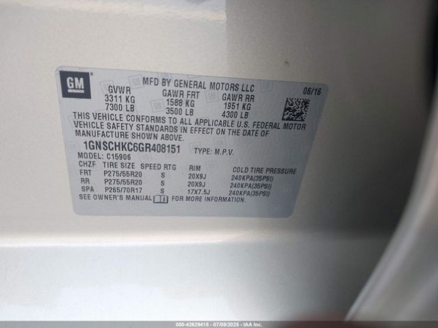 2016 CHEVROLET SUBURBAN 1GNSCHKC6GR408151 Photo 8