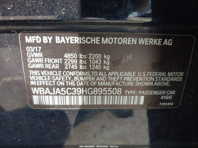 WBAJA5C39HG895508 BMW 2017