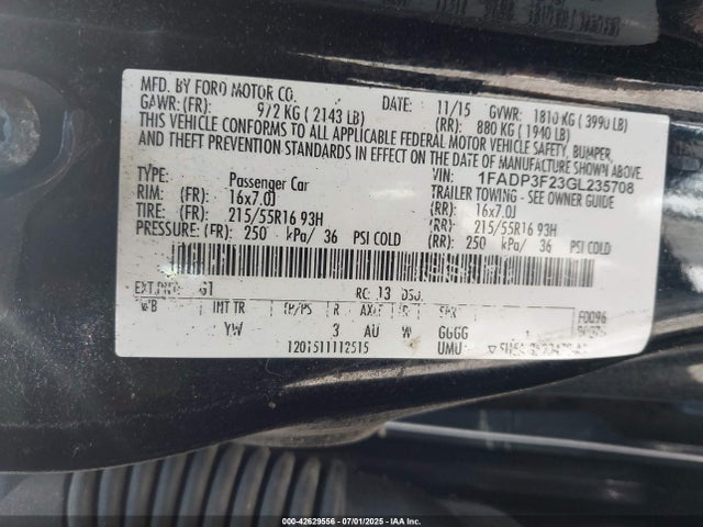 Ford 2016 2016 1FADP3F23GL235708 Image 9