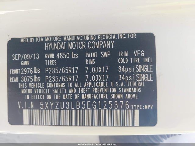 5XYZU3LB5EG125376 Hyundai gdi theta