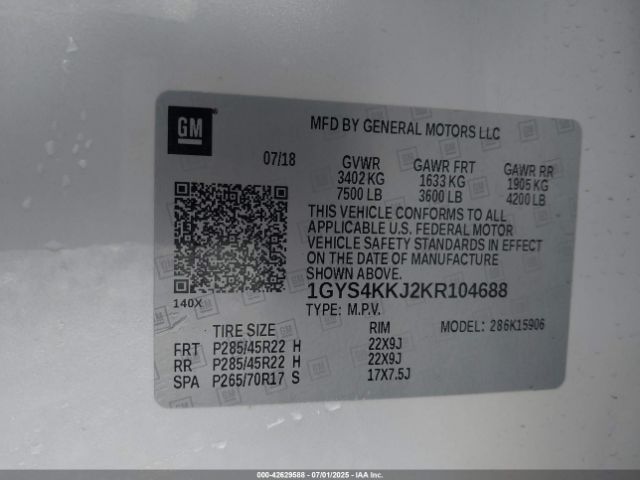 2019 CADILLAC ESCALADE ESV 1GYS4KKJ2KR104688 Photo 8