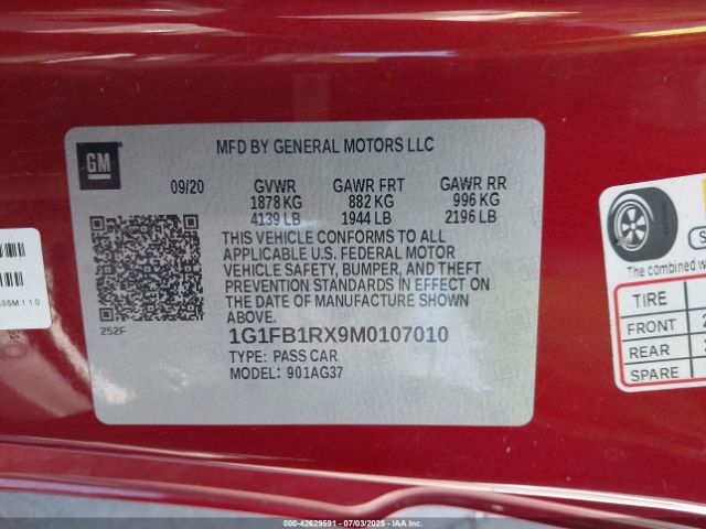 2021 CHEVROLET CAMARO 1G1FB1RX9M0107010 Photo 8