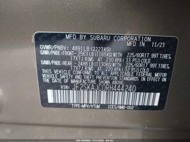2024 SUBARU FORESTER JF2SKAJC0RH444240 Photo 8