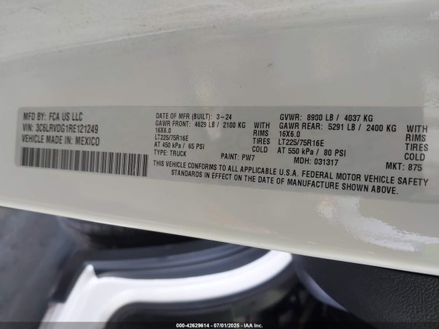 3C6LRVDG1RE121249 RAM Promaster 2500