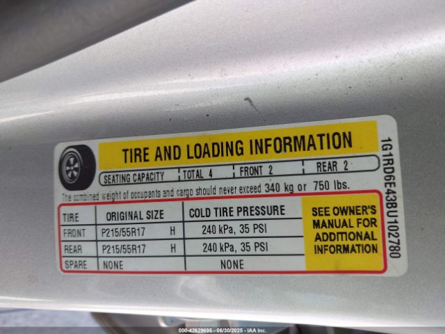 2011 CHEVROLET VOLT 1G1RD6E43BU102780 Photo 8