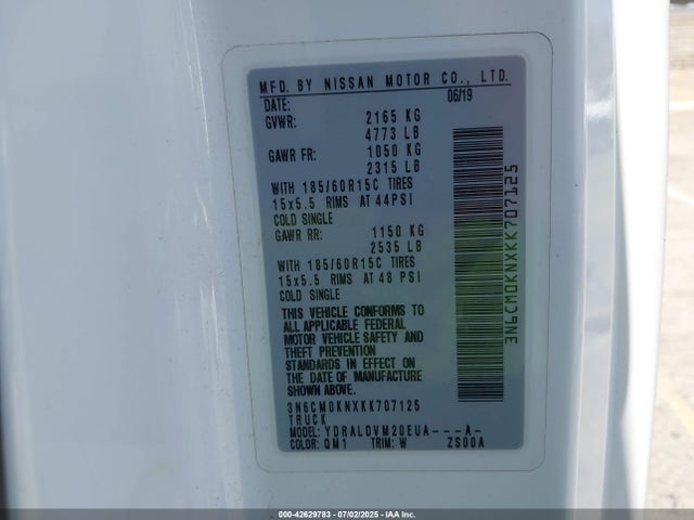 3N6CM0KNXKK707125 Nissan 2019