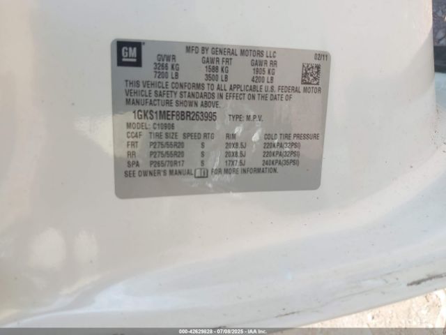 2011 GMC YUKON XL 1500 1GKS1MEF8BR263995 Photo 8