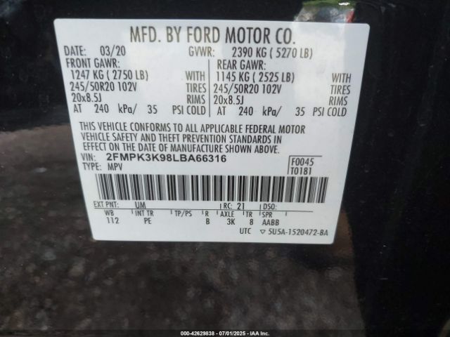 2020 FORD EDGE 2FMPK3K98LBA66316 Photo 8