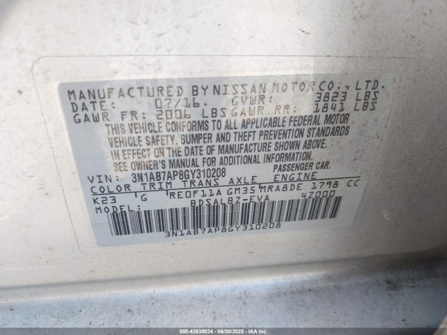 3N1AB7AP8GY310208 Nissan 2016