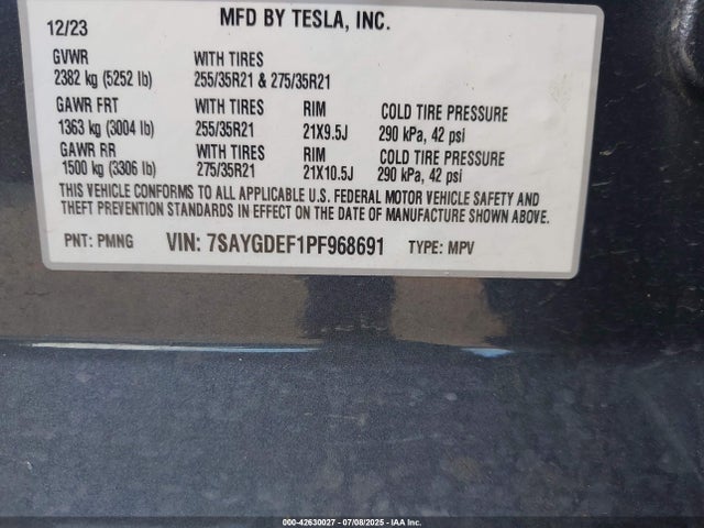 2023 TESLA MODEL Y 7SAYGDEF1PF968691 Photo 8