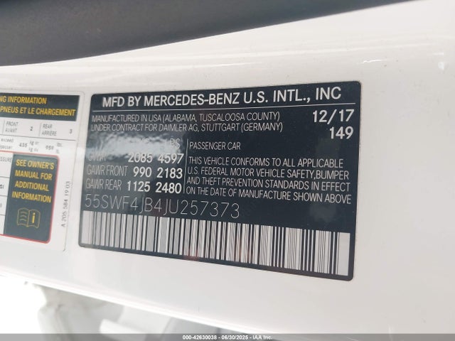 55SWF4JB4JU257373 Mercedes-Benz m274