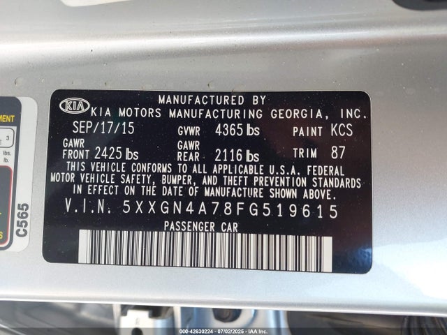 5XXGN4A78FG519615 KIA dohc gdi theta ii