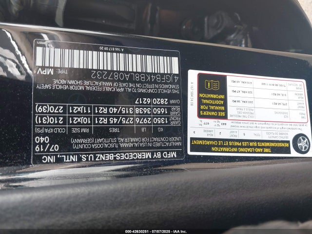 4JGFB4KB8LA087232 Mercedes-Benz m264