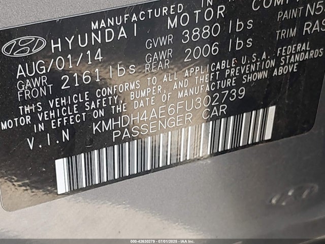 KMHDH4AE6FU302739 Hyundai dohc mpi nu