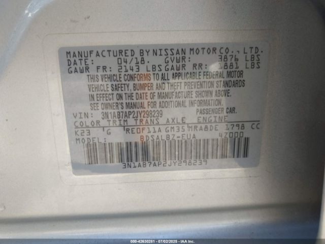 2018 NISSAN SENTRA 3N1AB7AP2JY298239 Photo 8