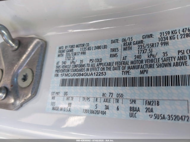 1FMCU0G94GUA12253 Ford 2016