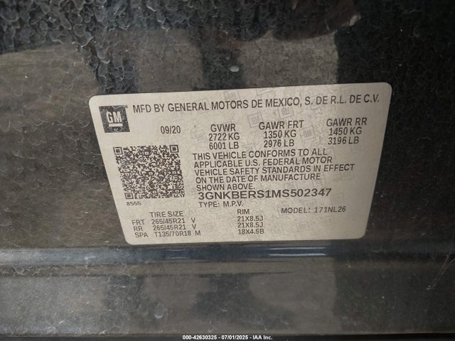 3GNKBERS1MS502347 Chevrolet lgx
