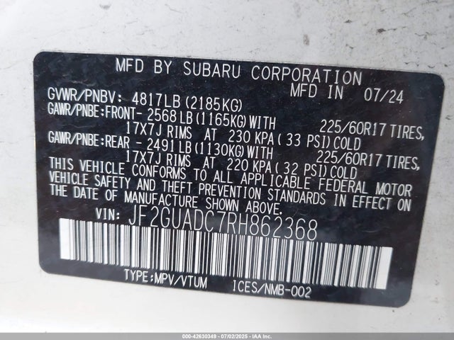 Subaru na 2024 JF2GUADC7RH862368 Image 9