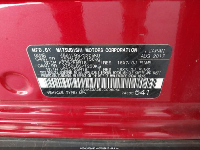 2018 MITSUBISHI OUTLANDER JA4AZ3A35JZ006050 Photo 8