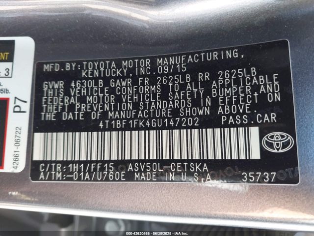 4T1BF1FK4GU147202 Toyota 2ar-fe