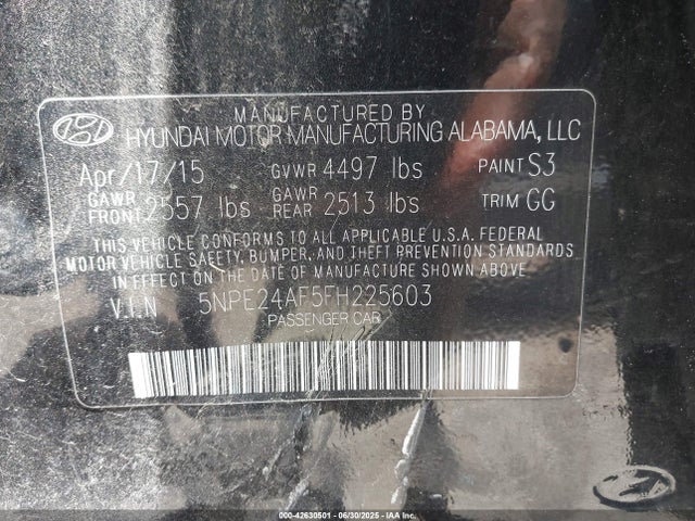 5NPE24AF5FH225603 Hyundai dohc gdi theta-ii