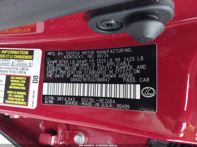 2025 LEXUS ES 350 58ADZ1B15SU188842 Photo 8