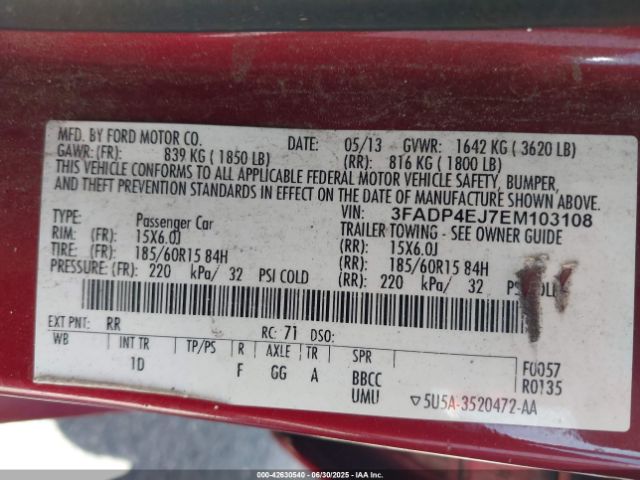 3FADP4EJ7EM103108 Ford 2014