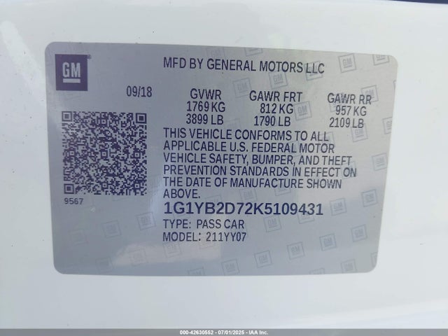 1G1YB2D72K5109431 Chevrolet lt1 - direct injection, afm, variable valve timing, high output, alum